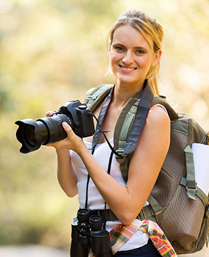 young woman go birding